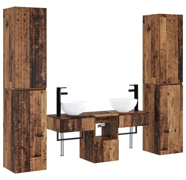 Sada koupelnového nábytku 5 ks Staré dřevo 33 x 34,5 x 160 cm 3406011
