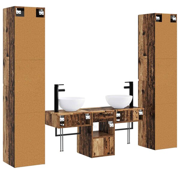 Sada koupelnového nábytku 5 ks Staré dřevo 33 x 34,5 x 160 cm 3406011