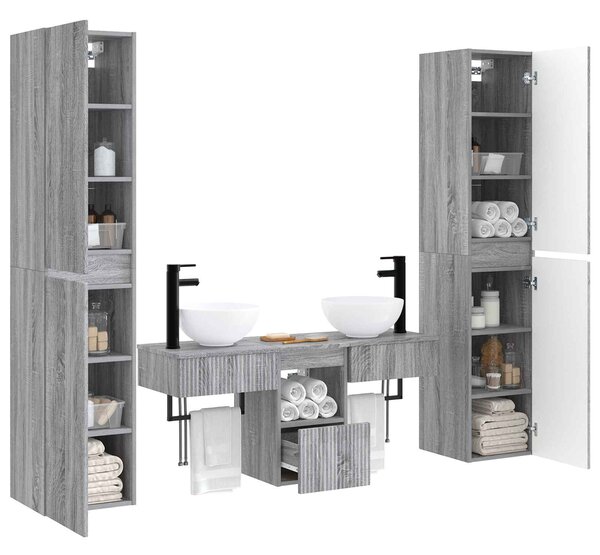 Sada koupelnového nábytku 5 ks Šedý Sonoma 33 x 34,5 x 160 cm 3406009