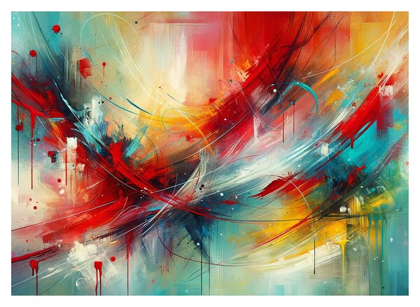 Obraz - Abstrakce s červenou (70x50 cm)