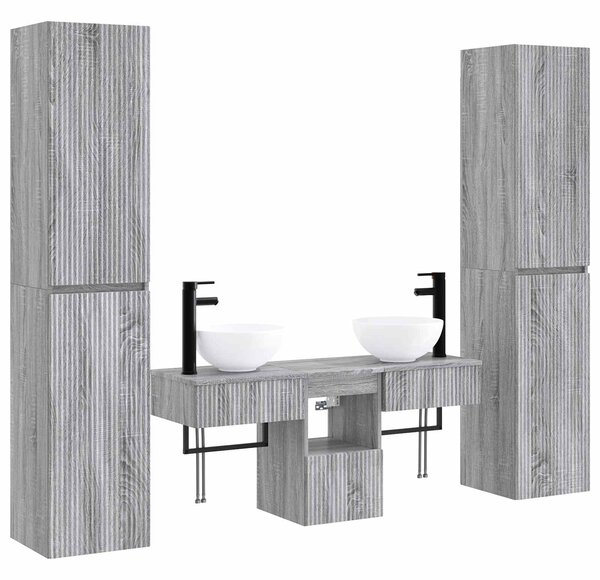 Sada koupelnového nábytku 5 ks Šedý Sonoma 33 x 34,5 x 160 cm 3406009