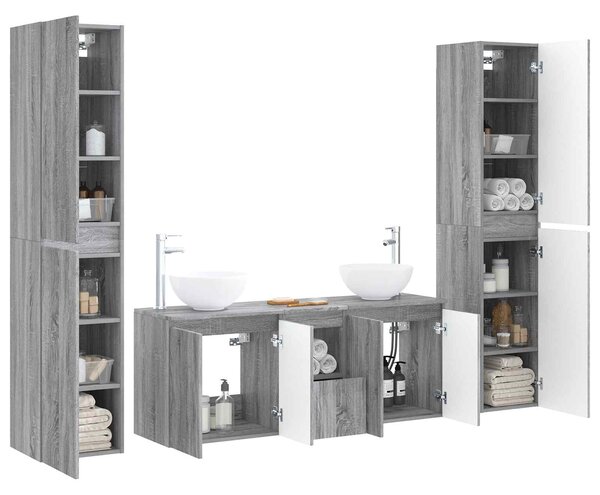 Sada koupelnového nábytku 5 ks Šedý Sonoma 33 x 34,5 x 160 cm 3406029