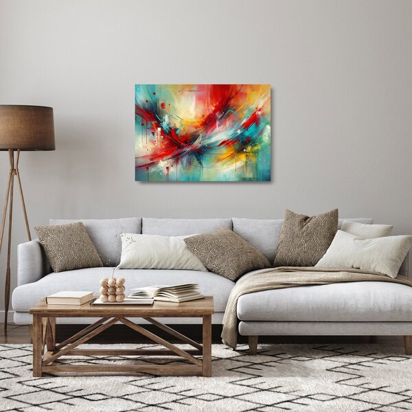 Skleněný obraz - Abstrakce s červenou (70x50 cm)