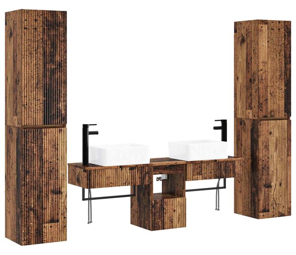 Sada koupelnového nábytku 5 ks Staré dřevo 33 x 34,5 x 160 cm 3406021