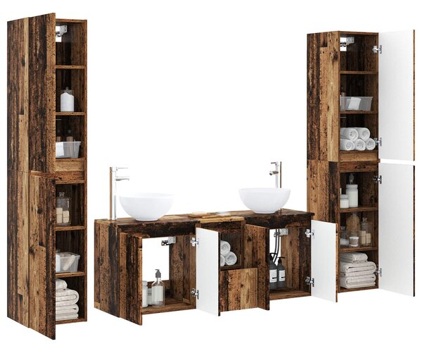 Sada koupelnového nábytku 5 ks Staré dřevo 33 x 34,5 x 160 cm 3406031