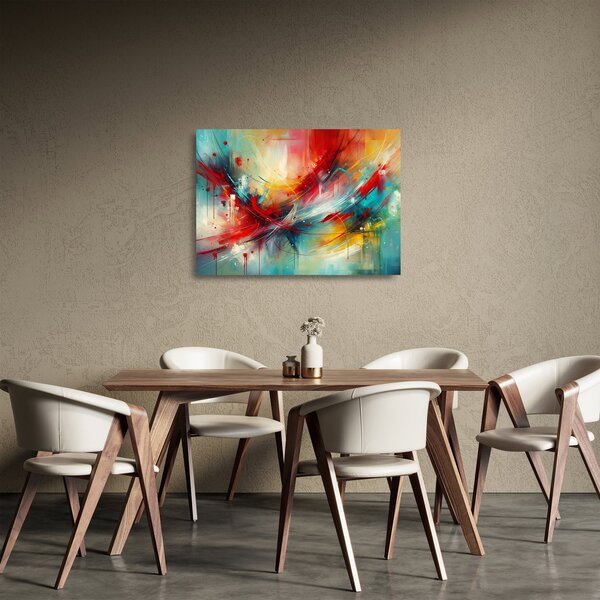 Skleněný obraz - Abstrakce s červenou (70x50 cm)