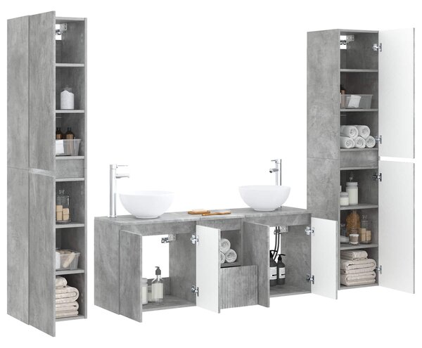 Sada koupelnového nábytku 5 ks Betonově šedá 33 x 34,5 x 160 cm 3406026