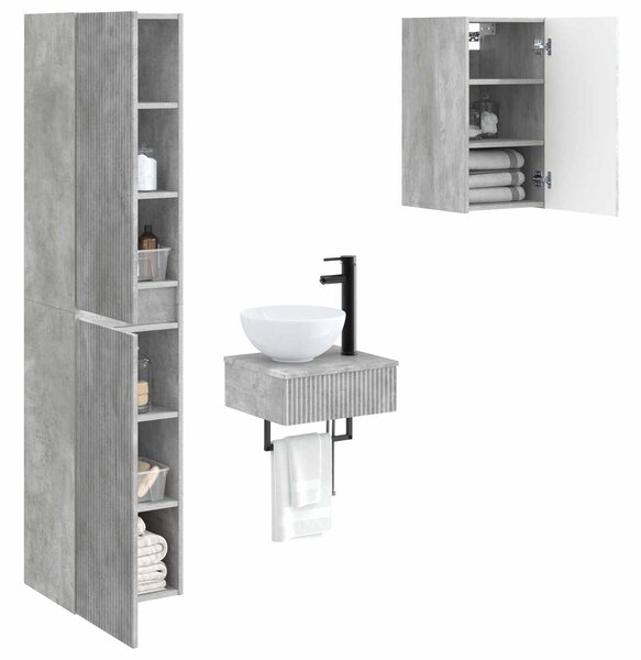 Sada koupelnového nábytku 3 ks Betonově šedá 33 x 34,5 x 160 cm 3406046