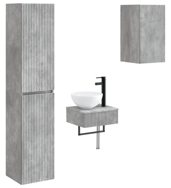 Sada koupelnového nábytku 3 ks Betonově šedá 33 x 34,5 x 160 cm 3406046