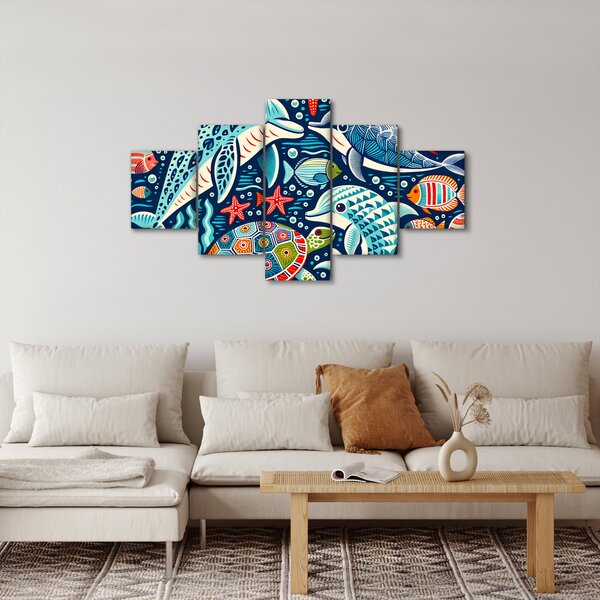 Obraz - Kreslená vodní zvířátka (125x70 cm)