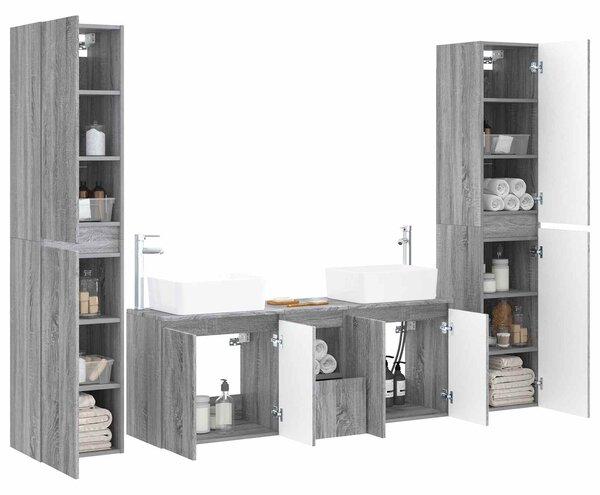 Sada koupelnového nábytku 5 ks Šedý Sonoma 33 x 34,5 x 160 cm 3406039