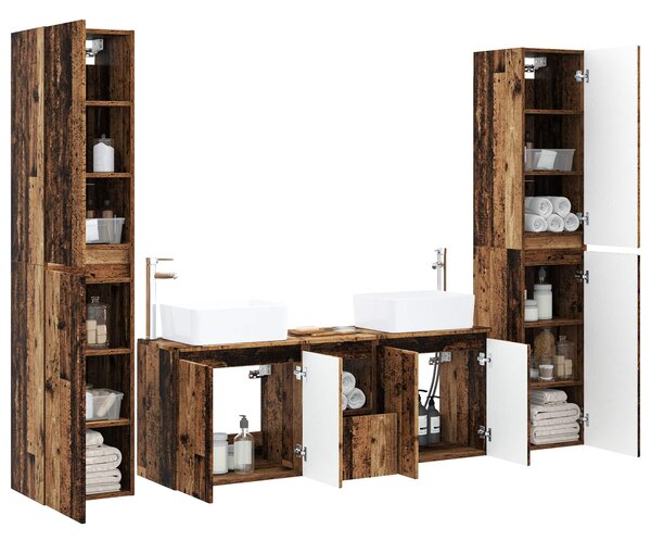 Sada koupelnového nábytku 5 ks Staré dřevo 33 x 34,5 x 160 cm 3406041