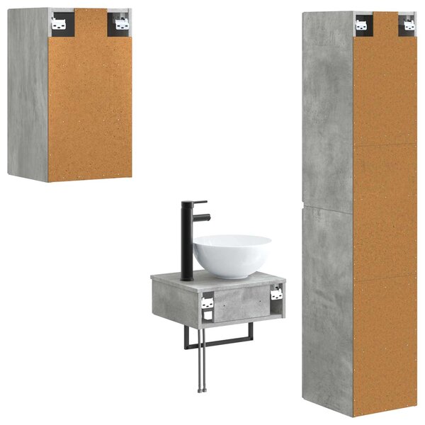 Sada koupelnového nábytku 3 ks Betonově šedá 33 x 34,5 x 160 cm 3406046