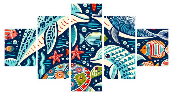 Obraz - Kreslená vodní zvířátka (125x70 cm)