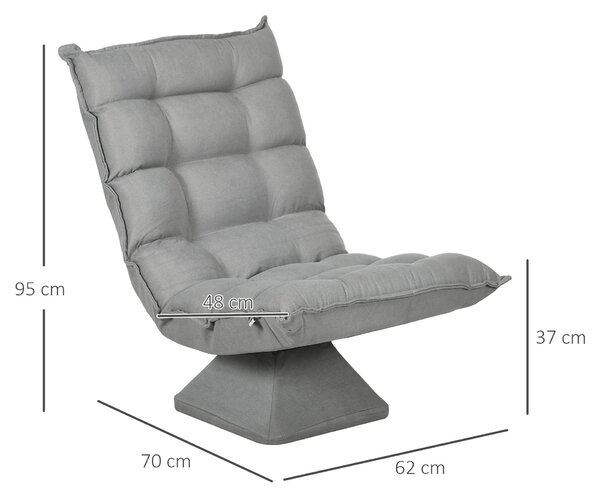 HOMCOM Podlahová židle s nastavitelným opěradlem, otočná meditační židle se základem, lenošky, polstrovaná relaxační židle pro kancelář, obývací pokoj