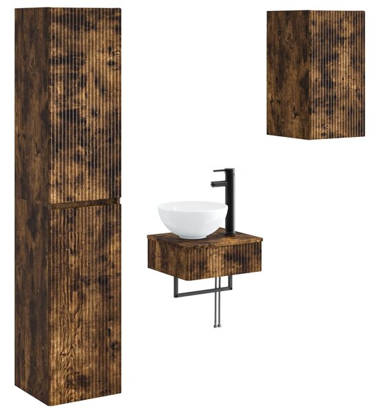 Sada koupelnového nábytku 3 ks Kouřový dub 33 x 34,5 x 160 cm 3406048