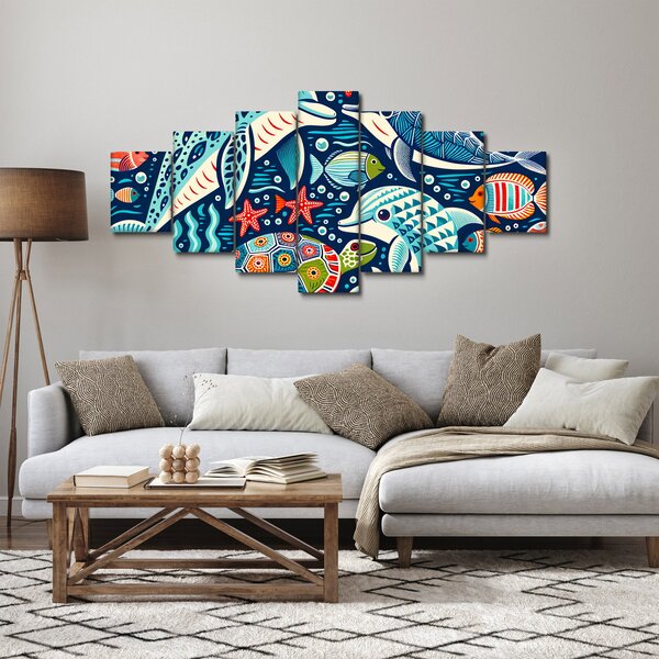 Obraz - Kreslená vodní zvířátka (210x100 cm)