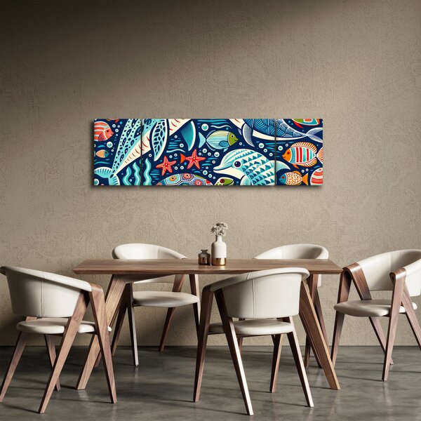 Obraz - Kreslená vodní zvířátka (170x50 cm)