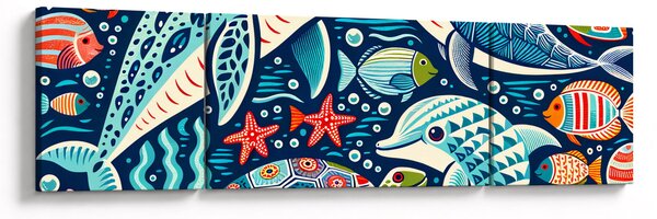 Obraz - Kreslená vodní zvířátka (170x50 cm)