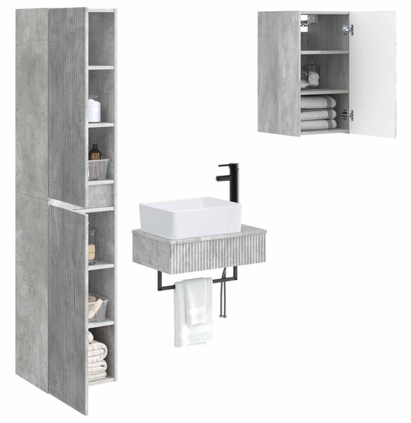 Sada koupelnového nábytku 3 ks Betonově šedá 33 x 34,5 x 160 cm 3406056