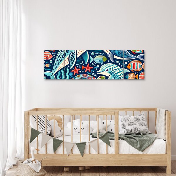 Obraz - Kreslená vodní zvířátka (170x50 cm)