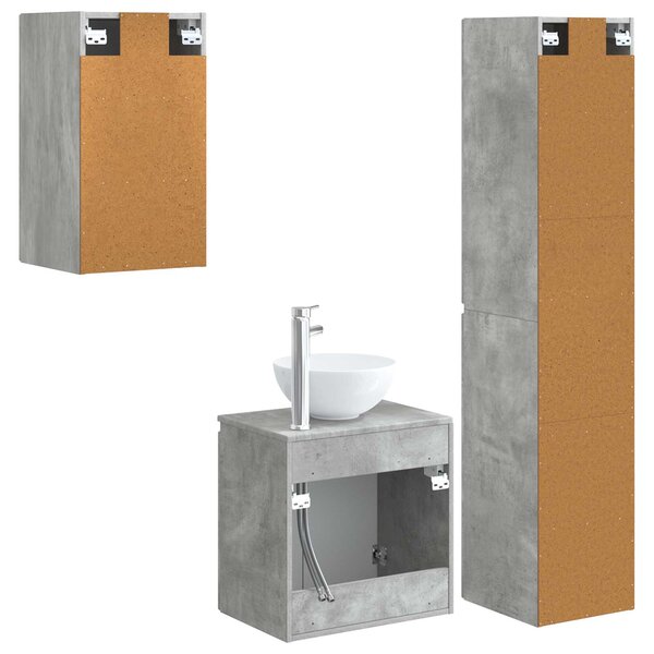 Sada koupelnového nábytku 3 ks Betonově šedá 33 x 34,5 x 160 cm 3406066