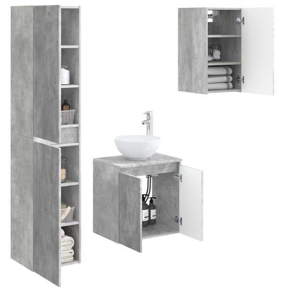 Sada koupelnového nábytku 3 ks Betonově šedá 33 x 34,5 x 160 cm 3406066