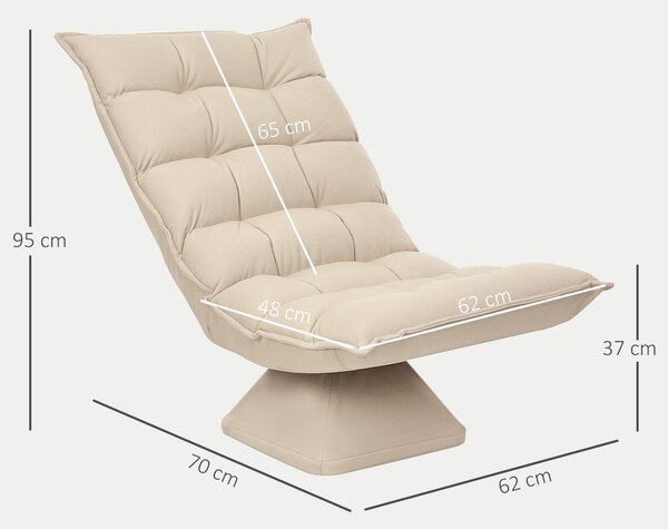 HOMCOM Křeslo na podlaze s nastavovací opěrkou, otáčecí meditační křeslo se základem, lenoška, polstrované sklopné křeslo do kanceláře, obývacího poko