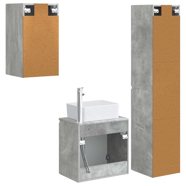 Sada koupelnového nábytku 3 ks Betonově šedá 33 x 34,5 x 160 cm 3406076