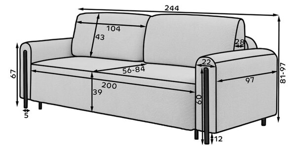 Světle šedá rozkládací/s úložným prostorem pohovka z textilie bouclé 244 cm Arcadova – ELTAP