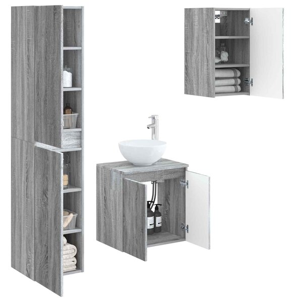 Sada koupelnového nábytku 3 ks Šedý Sonoma 33 x 34,5 x 160 cm 3406069