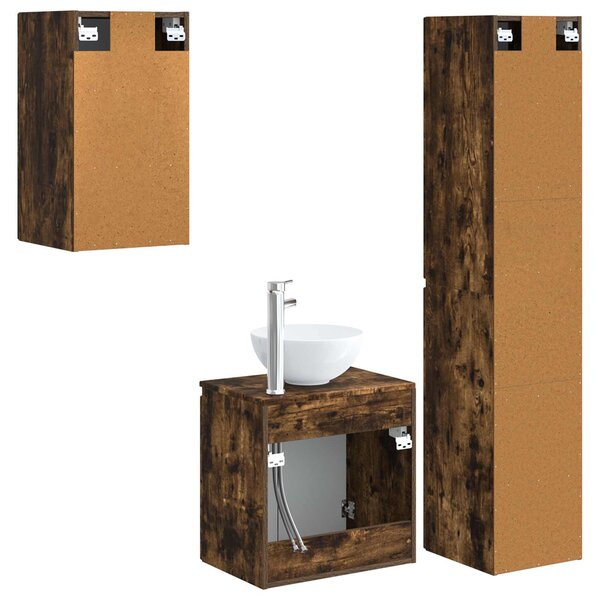 Sada koupelnového nábytku 3 ks Kouřový dub 33 x 34,5 x 160 cm 3406068