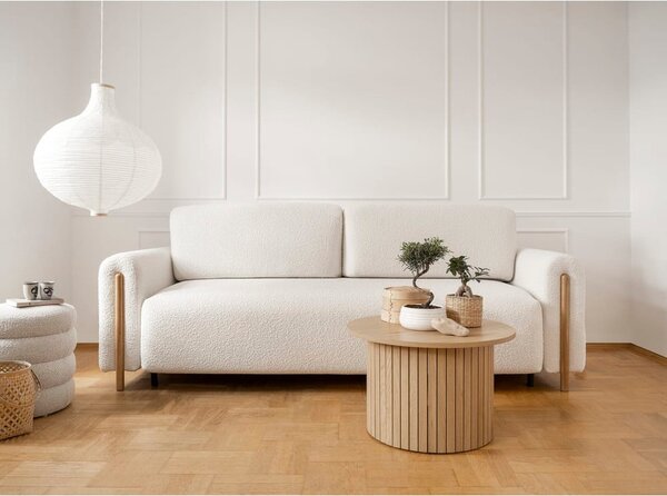 Slonovinová rozkládací/s úložným prostorem pohovka z textilie bouclé 244 cm Arcadova – ELTAP