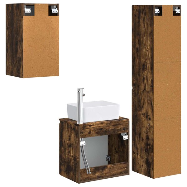Sada koupelnového nábytku 3 ks Kouřový dub 33 x 34,5 x 160 cm 3406078