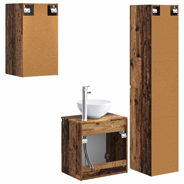 Sada koupelnového nábytku 3 ks Staré dřevo 33 x 34,5 x 160 cm 3406071