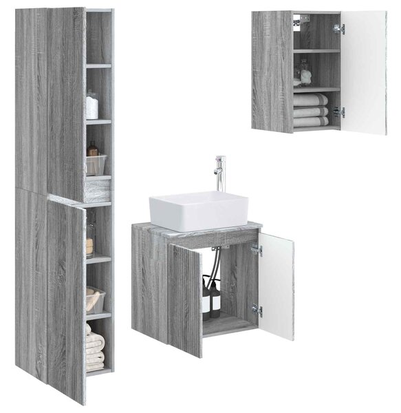 Sada koupelnového nábytku 3 ks Šedý Sonoma 33 x 34,5 x 160 cm 3406079