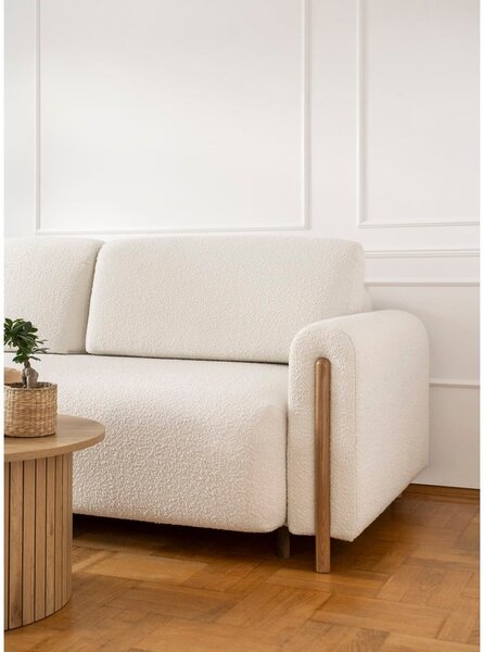 Slonovinová rozkládací/s úložným prostorem pohovka z textilie bouclé 244 cm Arcadova – ELTAP