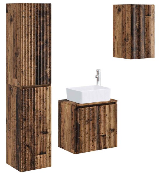 Sada koupelnového nábytku 3 ks Staré dřevo 33 x 34,5 x 160 cm 3406081