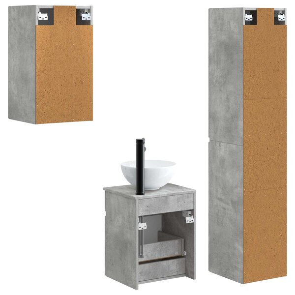 Sada koupelnového nábytku 3 ks Betonově šedá 33 x 34,5 x 160 cm 3406086