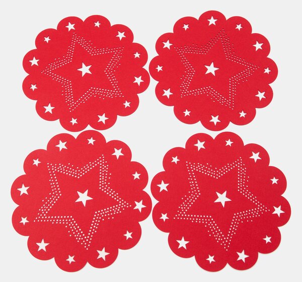Sinsay - Prostírání na stůl s vánočním motivem 4 pack - červená