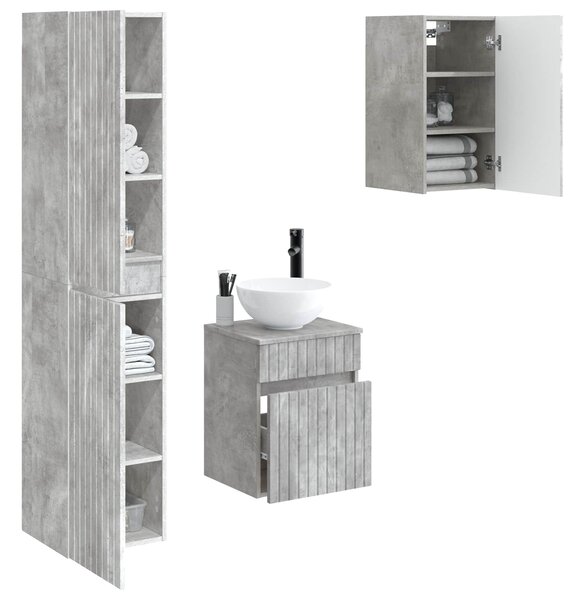 Sada koupelnového nábytku 3 ks Betonově šedá 33 x 34,5 x 160 cm 3406086