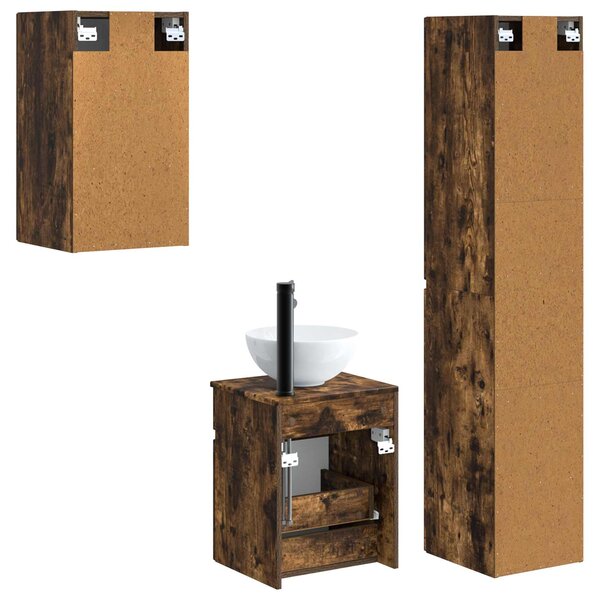 Sada koupelnového nábytku 3 ks Kouřový dub 33 x 34,5 x 160 cm 3406088