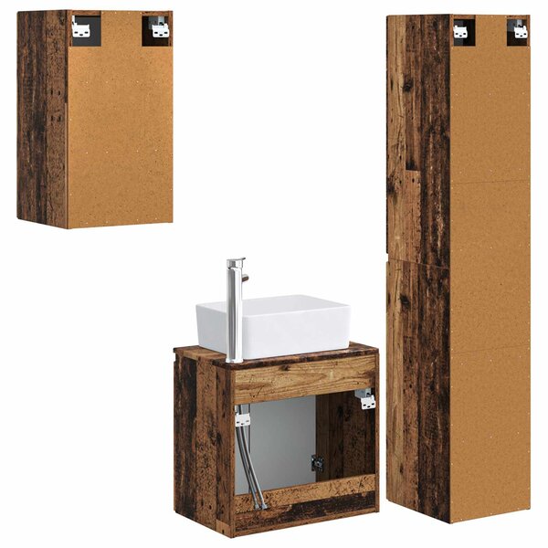 Sada koupelnového nábytku 3 ks Staré dřevo 33 x 34,5 x 160 cm 3406081