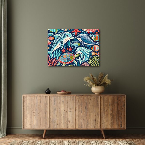 Obraz - Kreslená vodní zvířátka (70x50 cm)