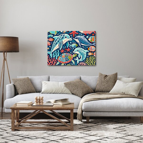 Obraz - Kreslená vodní zvířátka (70x50 cm)
