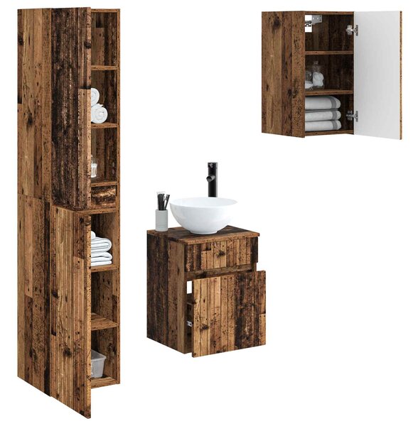 Sada koupelnového nábytku 3 ks Staré dřevo 33 x 34,5 x 160 cm 3406091