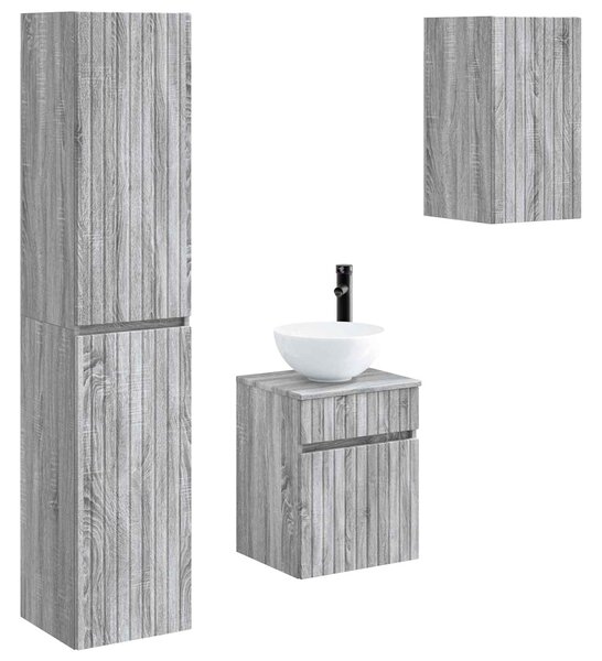 Sada koupelnového nábytku 3 ks Šedý Sonoma 33 x 34,5 x 160 cm 3406089