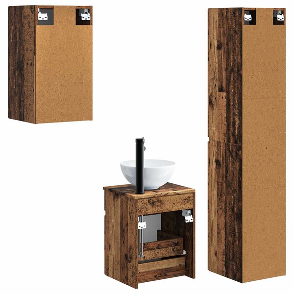 Sada koupelnového nábytku 3 ks Staré dřevo 33 x 34,5 x 160 cm 3406091