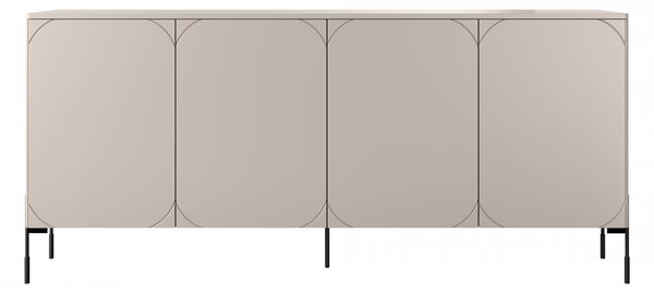Komoda Sonatia 200 cm čtyřdveřová - kašmír / černé nohy