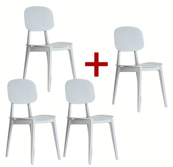 Plastová jídelní židle SIMPLY 3+1 ZDARMA, bílá